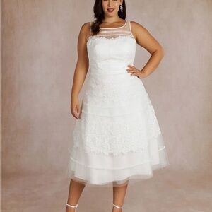 Azazie Azul- Diamond White A-Line Sweetheart Lace Tulle Dress